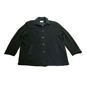 Henri Bendel Pea Coat Women's Size Large Black Wool Cashmere Vintage Made In USA